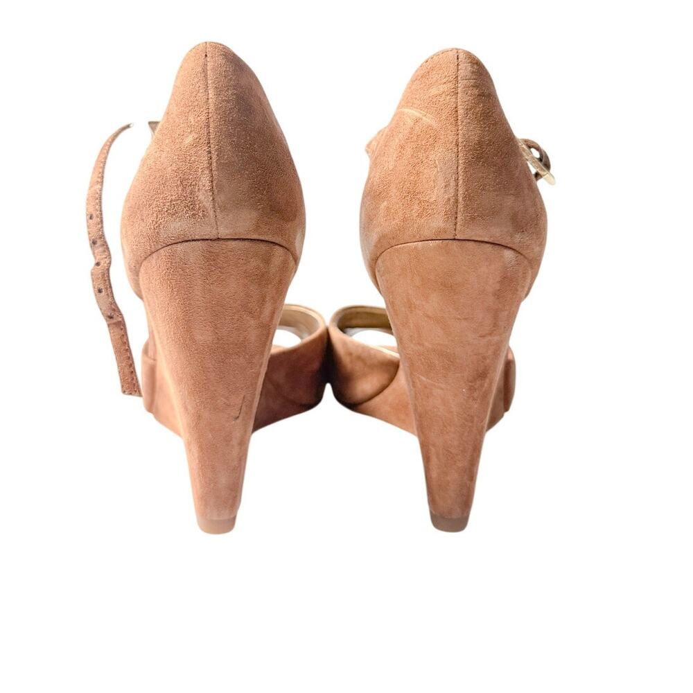 Sam Edelman Raven Wedge Sandal Suede Tan Brown Peep Toe Ankle Strap Size 7.5 NIB - Picture 6 of 10